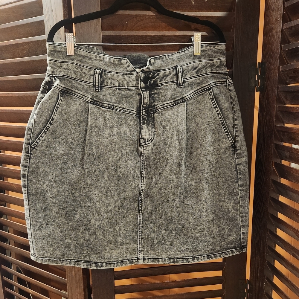 Eloquii Charcoal Denim Mini Skirt